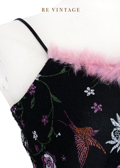 粉邊花鳥華麗少女細肩帶背心6