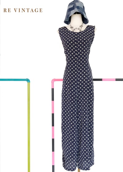 深藍圈圈連身褲1