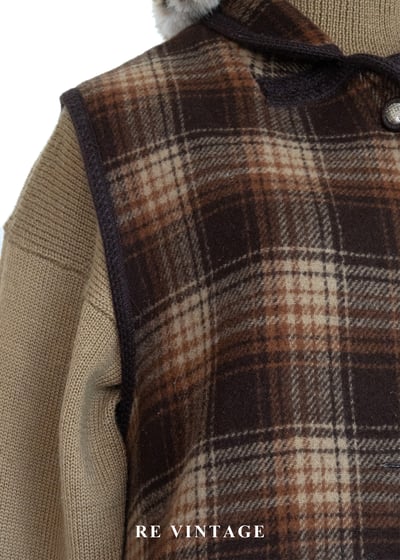冬日壁爐 - 深褐色格紋毛呢背心5