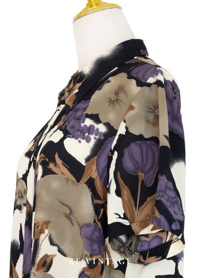 神秘紫花復古冷靜短袖上衣5