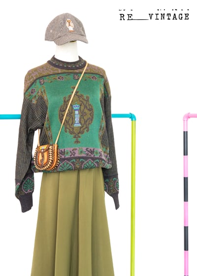 粉紅小花宮廷針織毛衣1