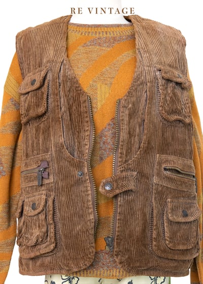 巧克力色燈芯絨帥氣背心3