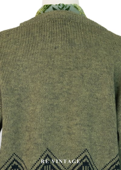 橄欖綠山型民族圖騰針織毛線衣16