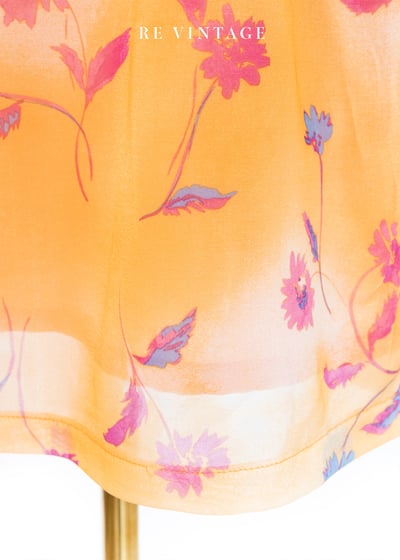 粉橘色の桃紅小花夏日洋裝8