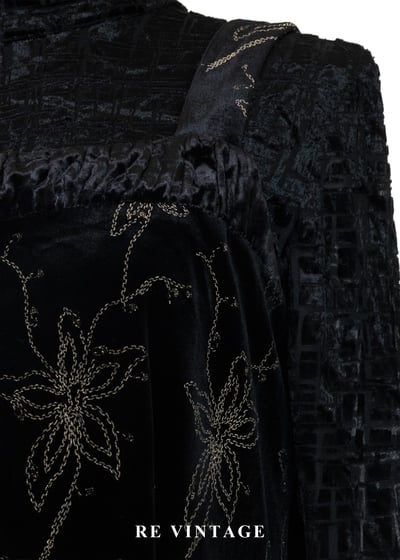 夜幕星軌金線百合黑絨長洋裝5