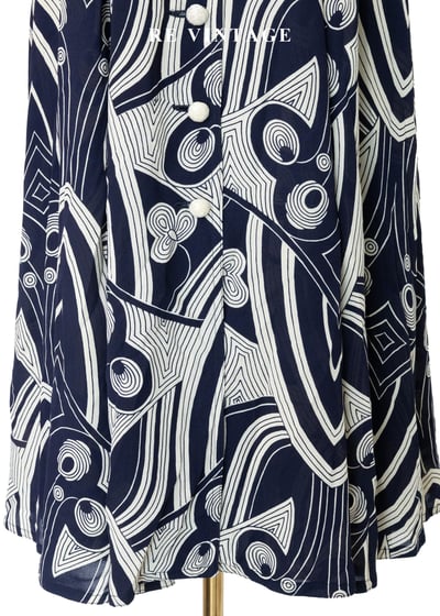 迷幻迴圈 - 深藍流動線條長洋裝9