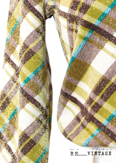 金光閃閃草綠棕菱格彈性上衣7