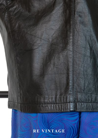 韓國製 - 牛皮黑皮革簡約背心10