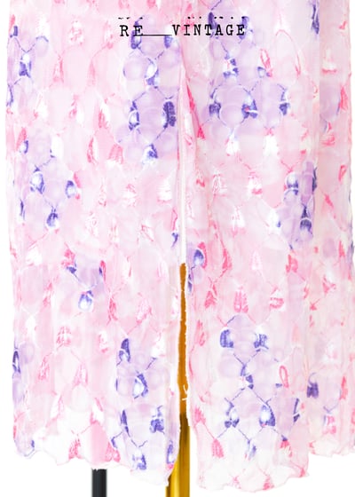 螢光粉紫色編織刺繡圖騰網紗長裙4