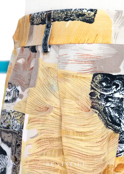 鵝黃色の方塊圖騰短褲（27"）7