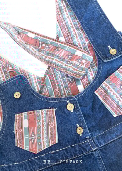 嬉皮圖騰寬版牛仔吊帶短褲14