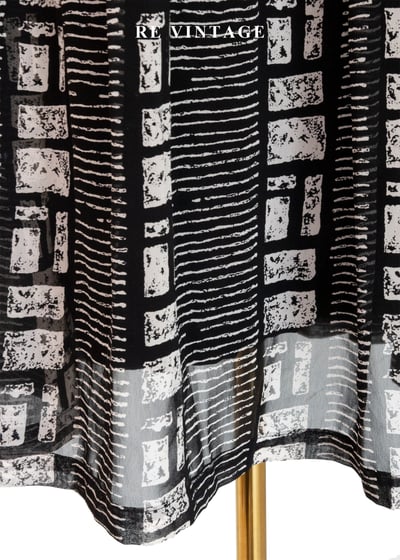 Black & White 幾何手繪筆觸高腰長裙（25"）6