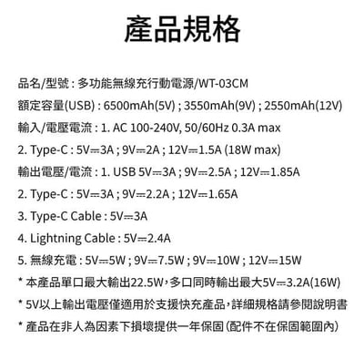 【LaPO】多功能無線充行動電源(WT-03CM)7