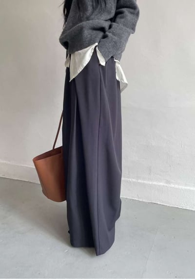 高級設計壓摺西裝落地褲9