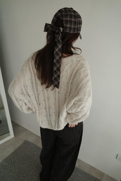 格紋蝴蝶結棒球帽（蝴蝶結可拆）1
