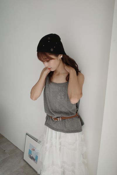 扭結棉麻後挖洞背心4