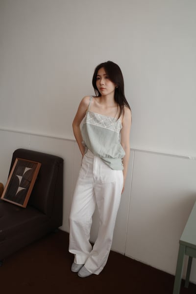小口袋彈性直筒褲3