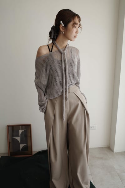 高級設計壓摺西裝落地褲3