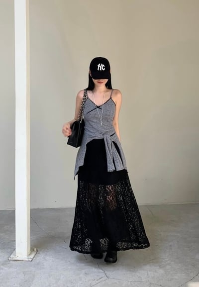 漂亮透透蕾絲A字裙5