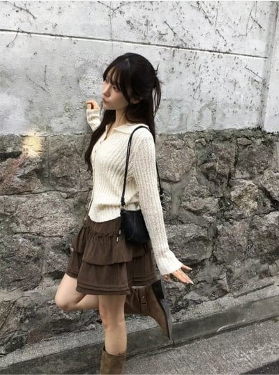 顆粒混織紋小領上衣8