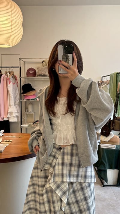 設計雙格紋層次長裙7