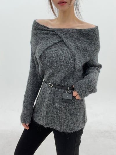 前後兩穿大Ｖ翻領平口毛衣5