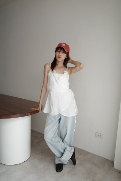 仙女荷葉邊交叉繞腰綁帶上衣12