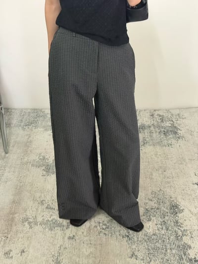 必買神褲！ 挺版下擺雙扣格紋褲6