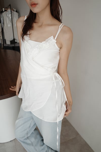 仙女荷葉邊交叉繞腰綁帶上衣9