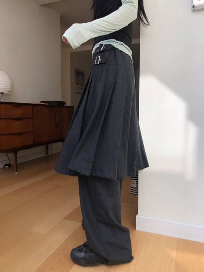 (special) 挺料毛呢百摺釦環褲裙9