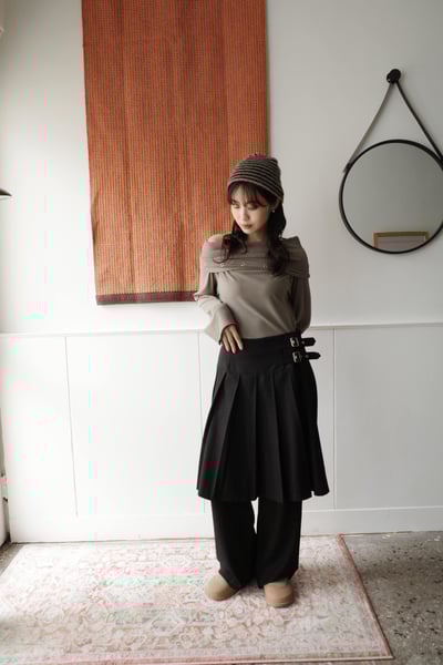 (special) 挺料毛呢百摺釦環褲裙4