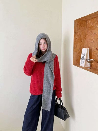 多用途！連帽針織圍巾5