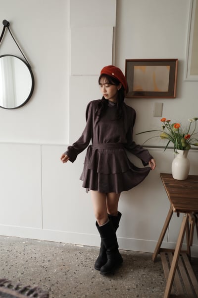 磨毛光澤質感綁帶蛋糕洋3