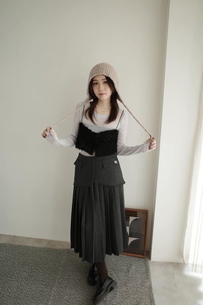 （歐膩必備）設計牌層次厚磅百摺羊毛長裙4