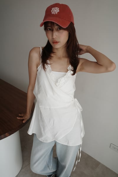 仙女荷葉邊交叉繞腰綁帶上衣11