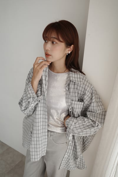 立體抓褶設計格紋襯6