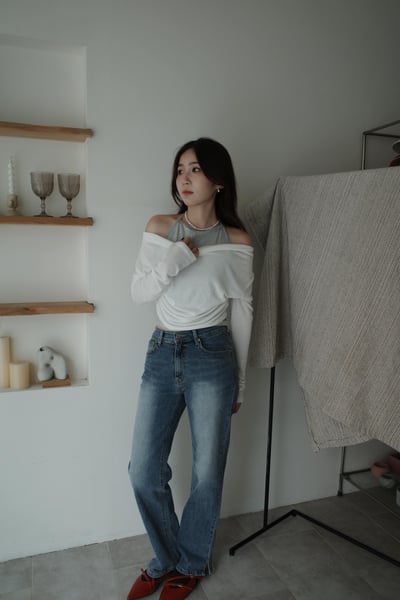 鬆鬆垂領假兩件繞脖上衣4