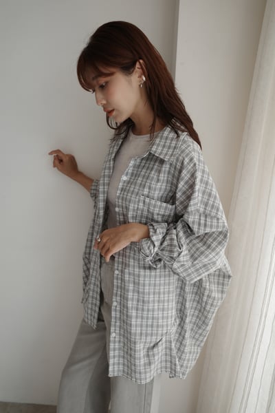 立體抓褶設計格紋襯2