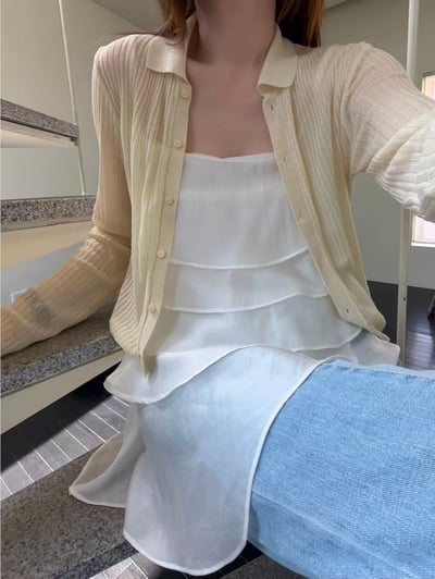 光澤蛋糕裙擺細肩背心3