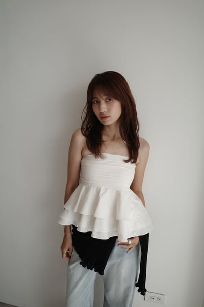 抓褶下裙擺鬆緊平口(可當短裙）2