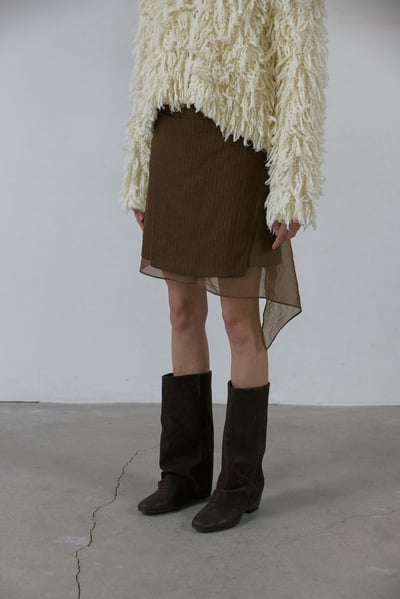 直紋挺料網紗毛呢短裙2