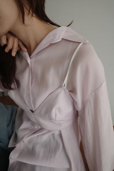 仙女！質感光澤絲綢附馬甲襯衫組10