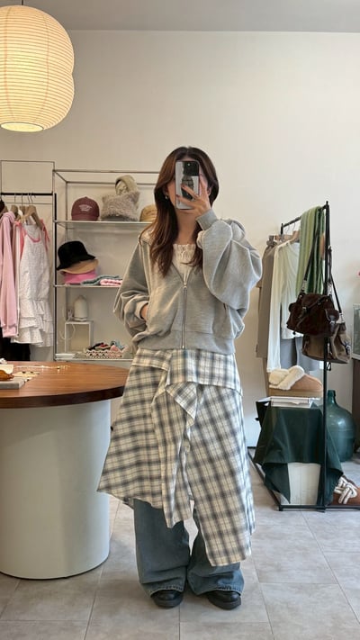 設計雙格紋層次長裙6