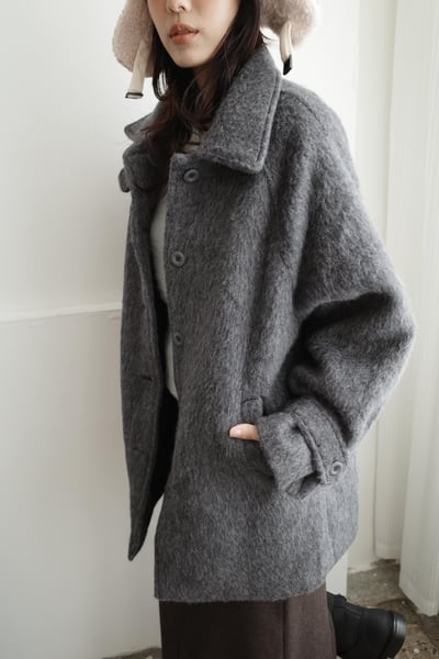 (質感best) 韓國手工羊毛領片中長版毛外6