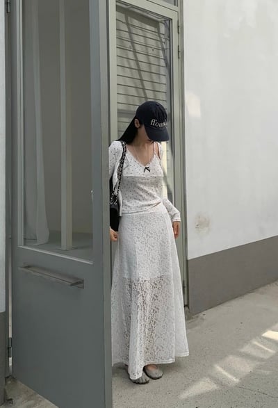 漂亮透透蕾絲A字裙3