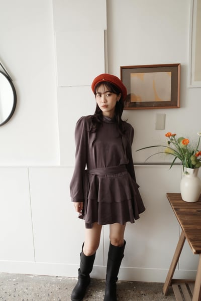 磨毛光澤質感綁帶蛋糕洋1