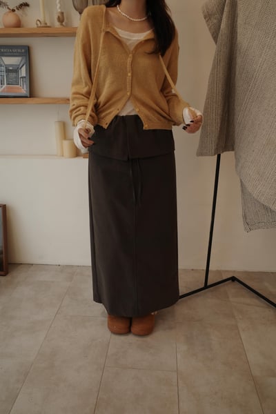 大折翻領直筒半裙7