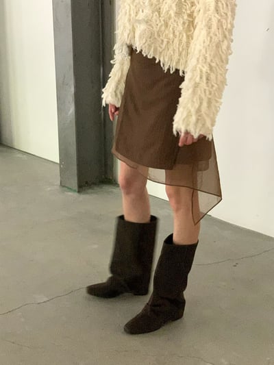 直紋挺料網紗毛呢短裙3