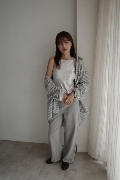 (小個友善) 附皮帶挺版直筒九分褲6