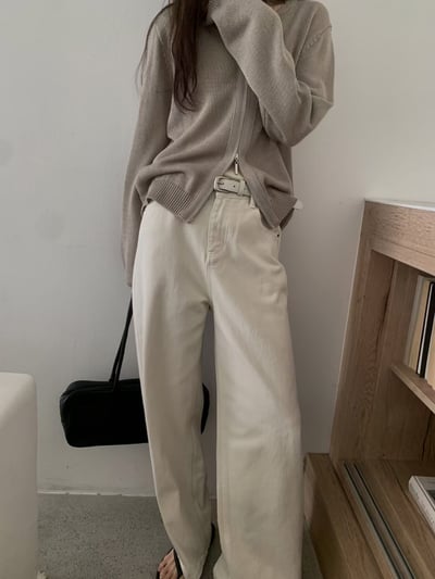 (小個友善) 附皮帶挺版直筒九分褲2